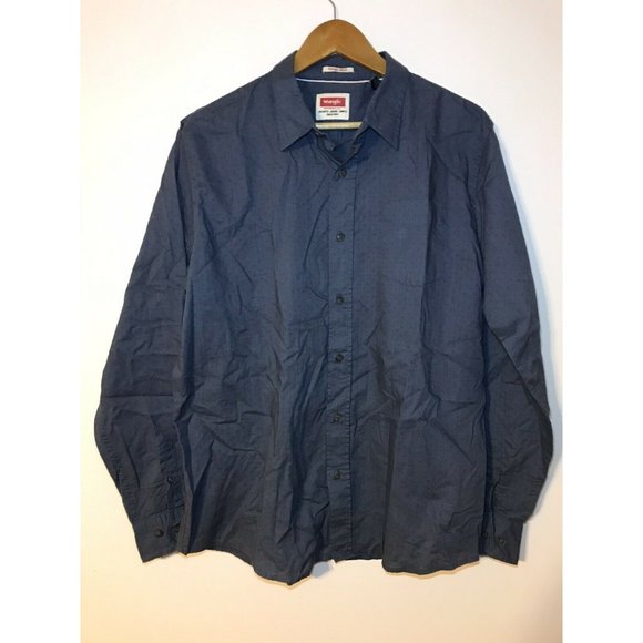Wrangler Button Shirt Men's Large Blue Long Sleeve Vintage Wash - Picture 1 of 5